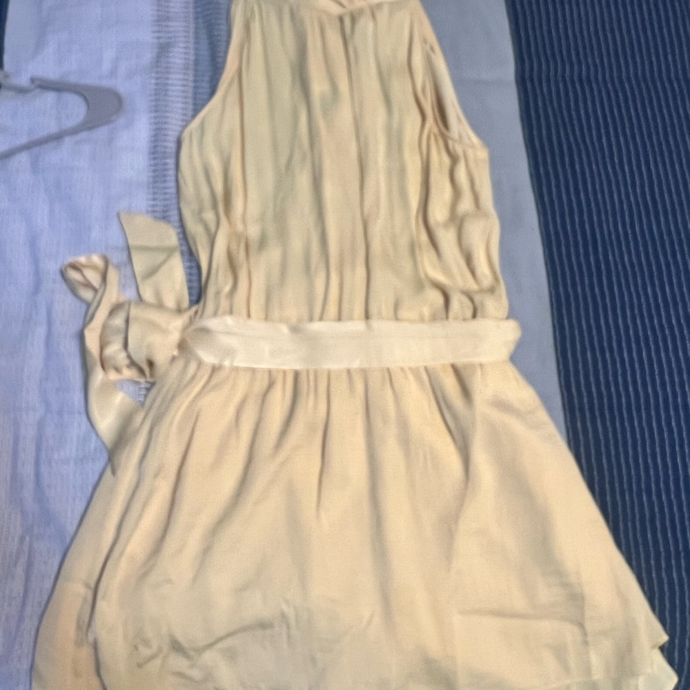 Yellow Halter Sleeveless Dress/skorts with Belt